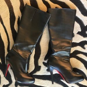 Black stiletto knee boots